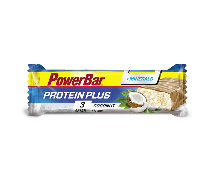 Caja Barritas de Proteínas Powerbar Protein Plus + Minerales Sabor Coco 30 ud.35