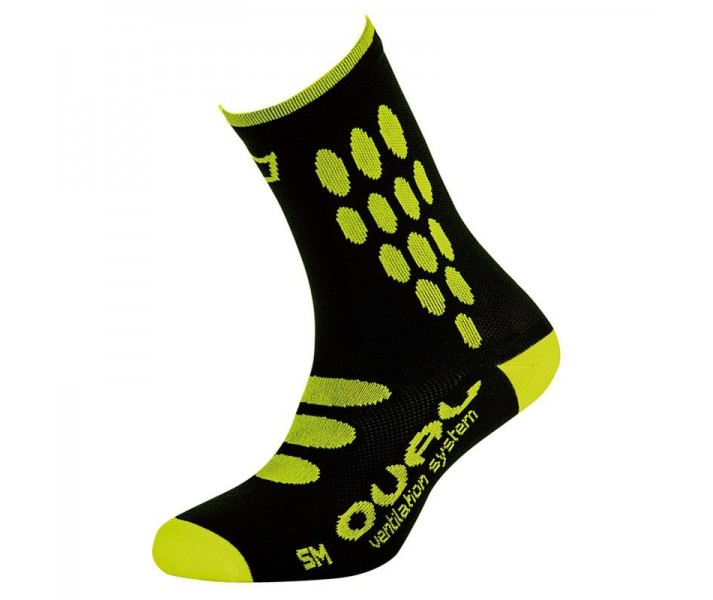 Calcetín Catlike High Supplex Oval Negro Amarillo Fluor