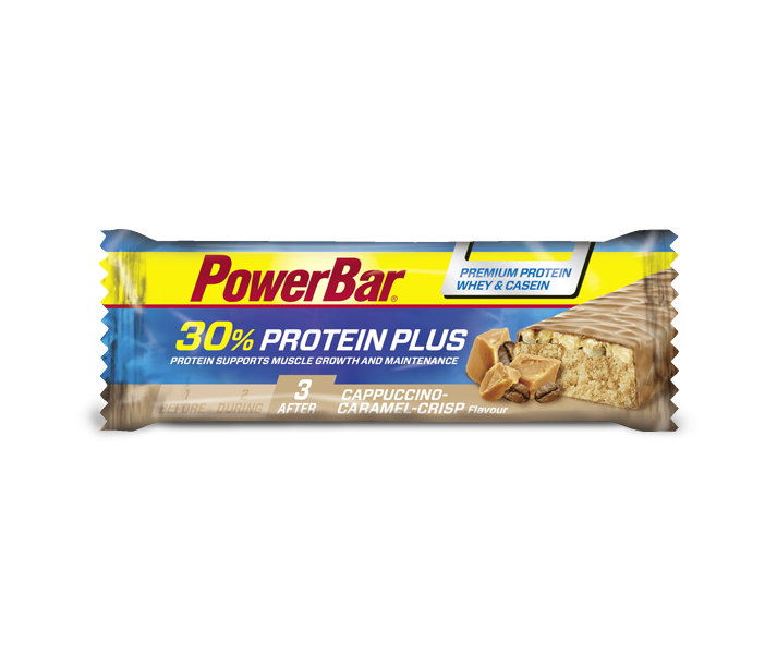 Caja Barritas de Proteínas Powerbar Protein Plus 30% Capuccino-Caramelo 15 ud.55