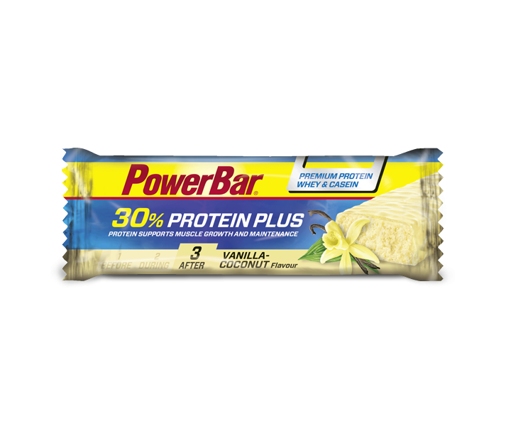 Caja Barritas de Proteínas Powerbar Protein Plus 30% sabor Vainilla y Coco 15 ud