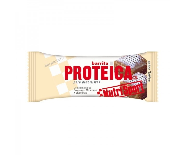 Caja de Barritas proteica Nutrisport sabor toffe 24 Unidades