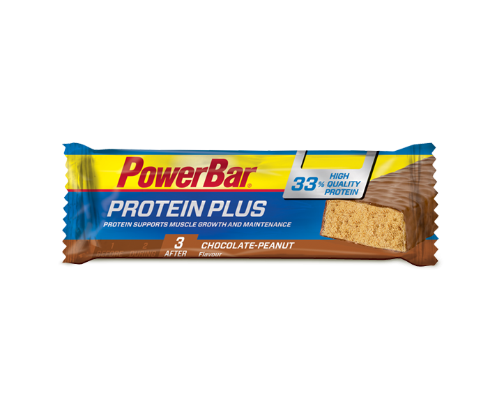 Caja Barritas de Proteínas Powerbar Protein Plus 33% Sabor Cacahuete 10 ud.90gr.