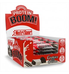 Caja de Barritas Nutrisport Protein Boom sabor Cookies and Cream 24 Unidades