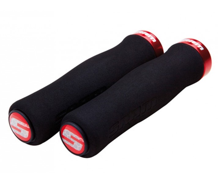 Puños Sram Locking Grip Contour Foam 129mm color Negro/Rojo