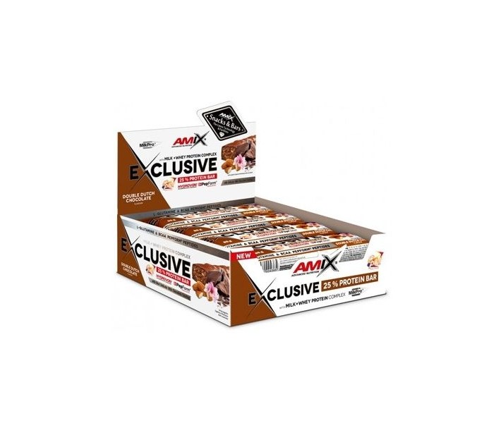 Caja Barritas Proteicas Amix Exclusive Doble Choco 24x40g