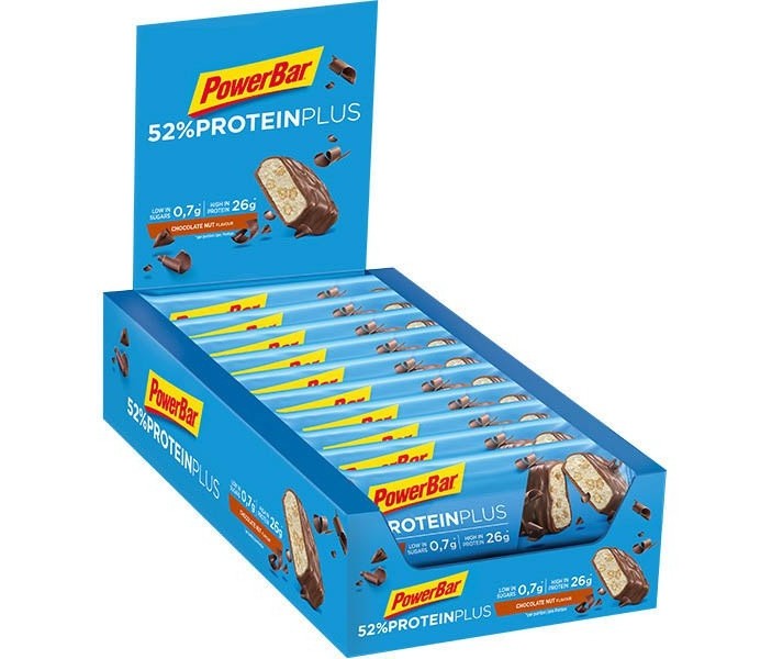 Caja Barritas de Proteínas Powerbar Protein Plus 52% sabor Chocolate 24 ud.50gr.