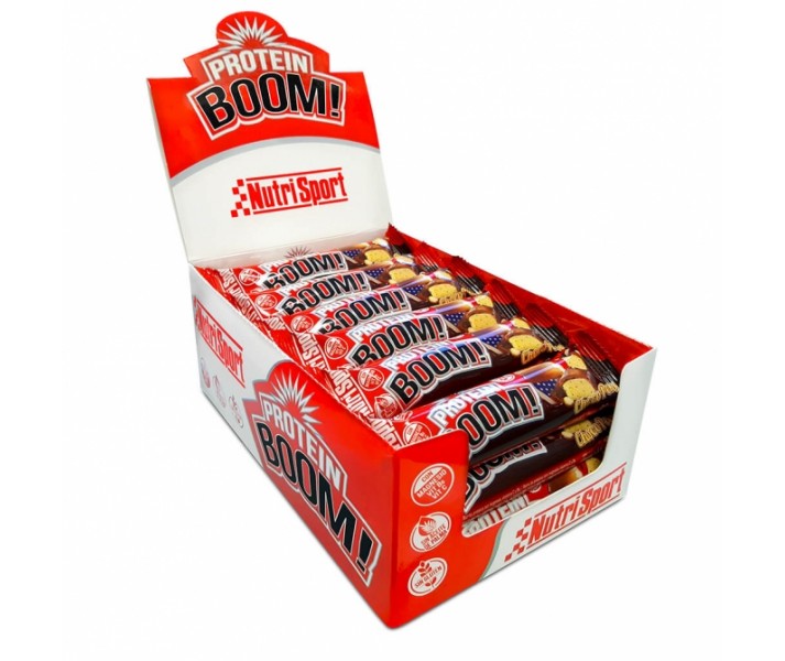 Caja de Barritas Nutrisport Protein Boom sabor Cookies and Cream 24 Unidades