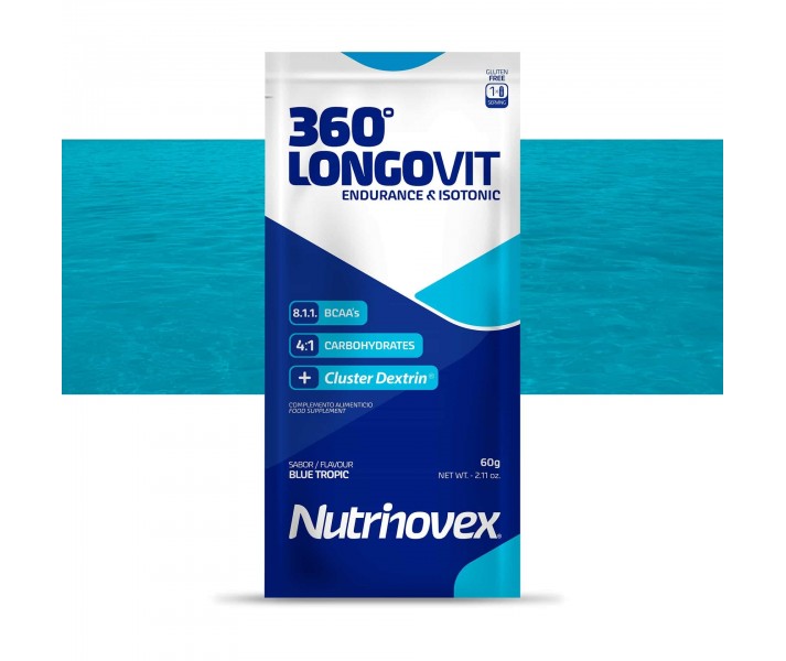 Caja Gel Energetico Nutrinovex Longovit 360 sabor Blue Tropic 60g x 12 uni