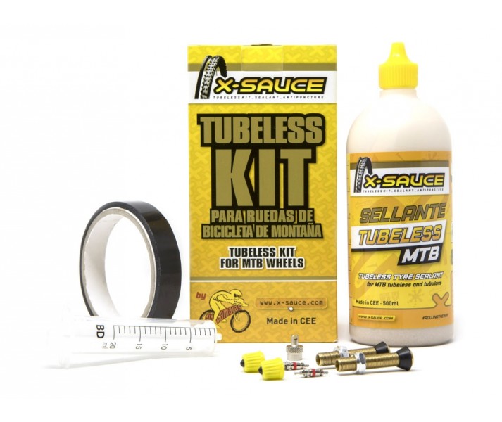 Kit Tubeless MTB X-Sauce Cinta Negra + Valvula Gorda 25mm