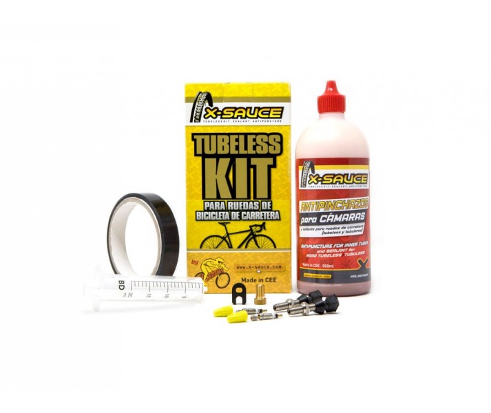 Kit Tubeless Carretera X-Sauce Presta + Cinta Negra 17mm