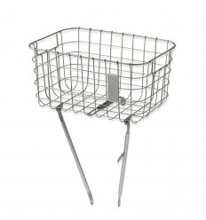 Cesto Delantero Basil Robin Malla Acero Con Soportes 27L Plata