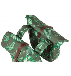 Alforjas Basil Ever-Green 28-32L Reflec. Cierre Mosqueton Poliester Verde/Hojas