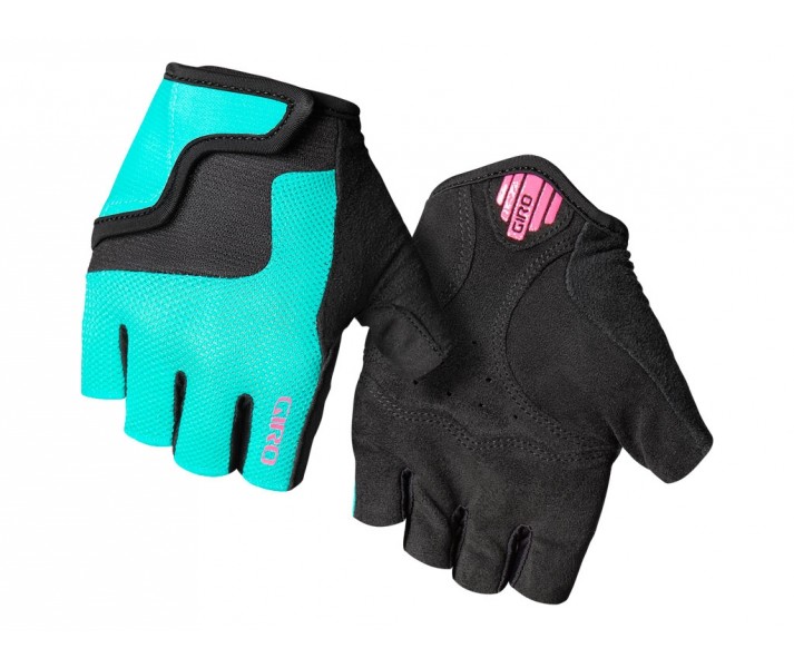 Guantes Cortos Infantiles Giro Bravo JR II Turquesa/Rosa Neón