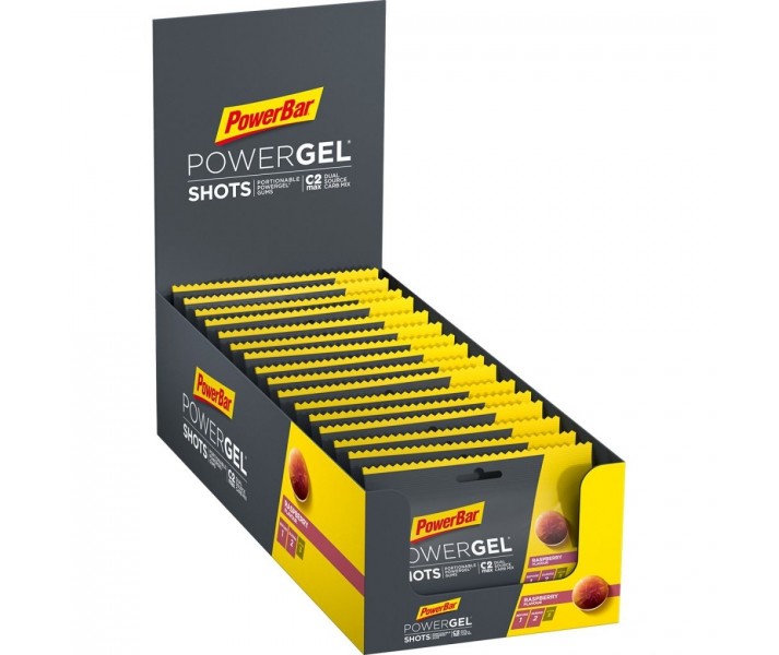 Caja  24 unidades Gominolas Powerbar PowerGel Shots Sabor Frambuesa