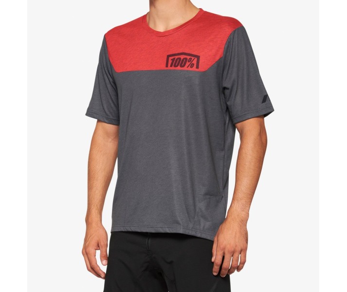 Camiseta 100% Airmatic Charcoal/Rojo