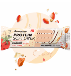 Caja Barritas PowerBar Protein Soft Layer Chocolate Blanco Fresa 12 ud x 40gr