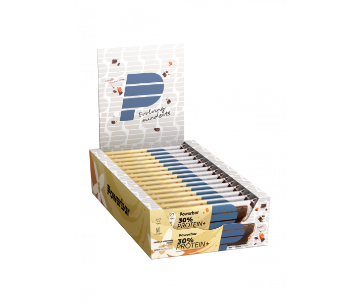 Caja Barritas PowerBar ProteinPlus 30% Vainilla Caramelo Crisp 15 ud * 55 gr
