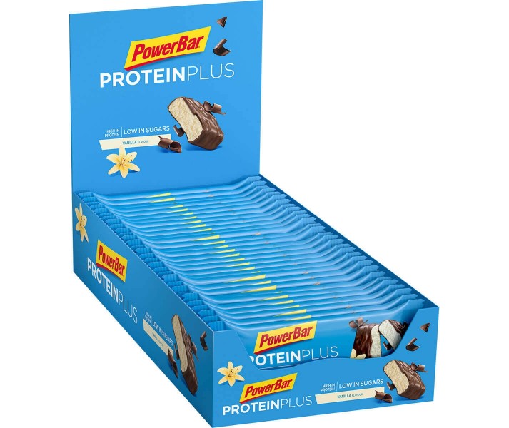 Caja Barritas PowerBar ProteinPlus Low Sugar Vainilla 30 ud * 35 gr