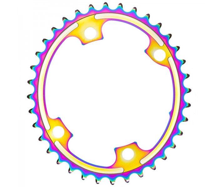 Plato Ovalado Absolute Black 110BCD Shimano 9100/8000 Arcoiris