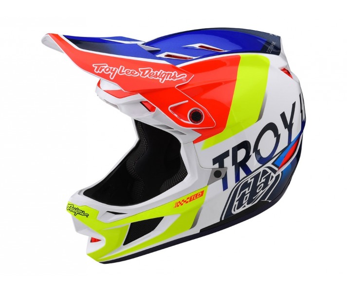 Casco Troy Lee Designs D4 Composite Blanco/Azul/Rojo