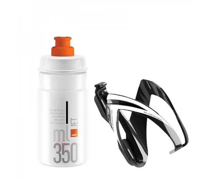 Kit Elite Portabidon Ceo Negro Brillo/Blanco/Bidon Jet Blanco/Naranja 350 Ml