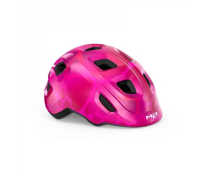 Casco Infantil Met Hooray Rosa Corazones Brillo