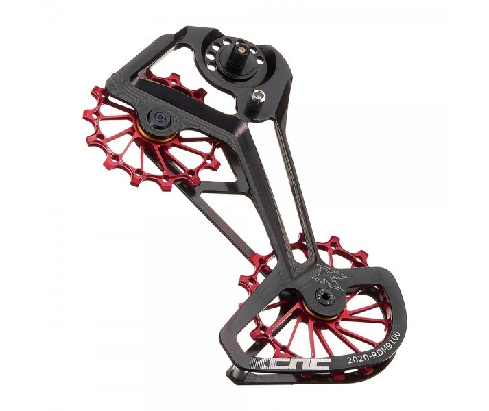 Pata de cambio KCNC con rulinas 14+16D Shimano XTR M9100 SGS 12v Rojo