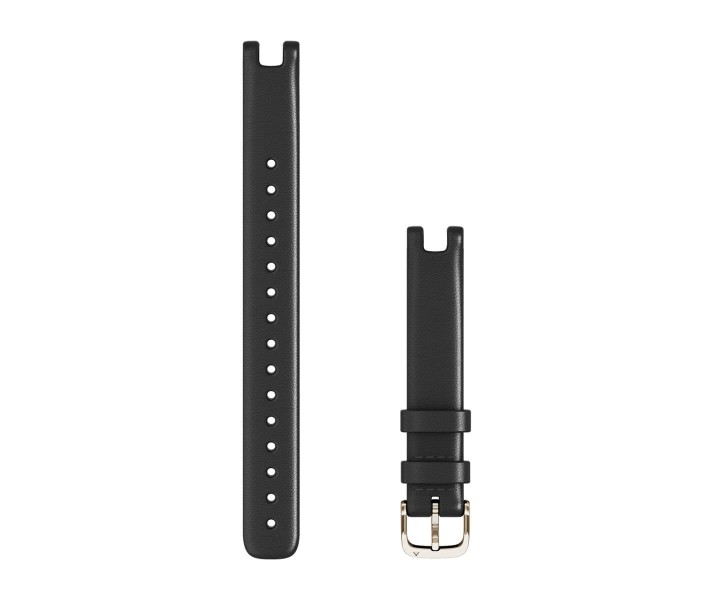 Correa Garmin para Lily® (14 mm), Cuero italiano negro, hebilla en oro crema (Grande)