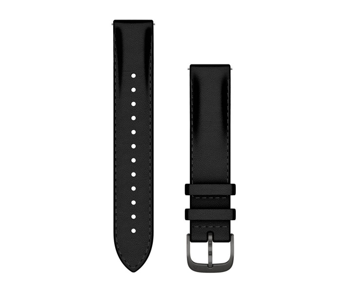 Correa Garmin de desmontaje rápido (18 mm), Cuero negro, hebilla de color gris