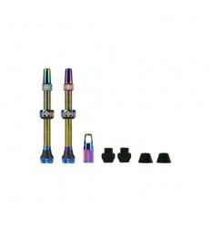 JUEGO VALVULAS MUC-OFF ALUMINIO TUBELESS 60 mm ARCO IRIS